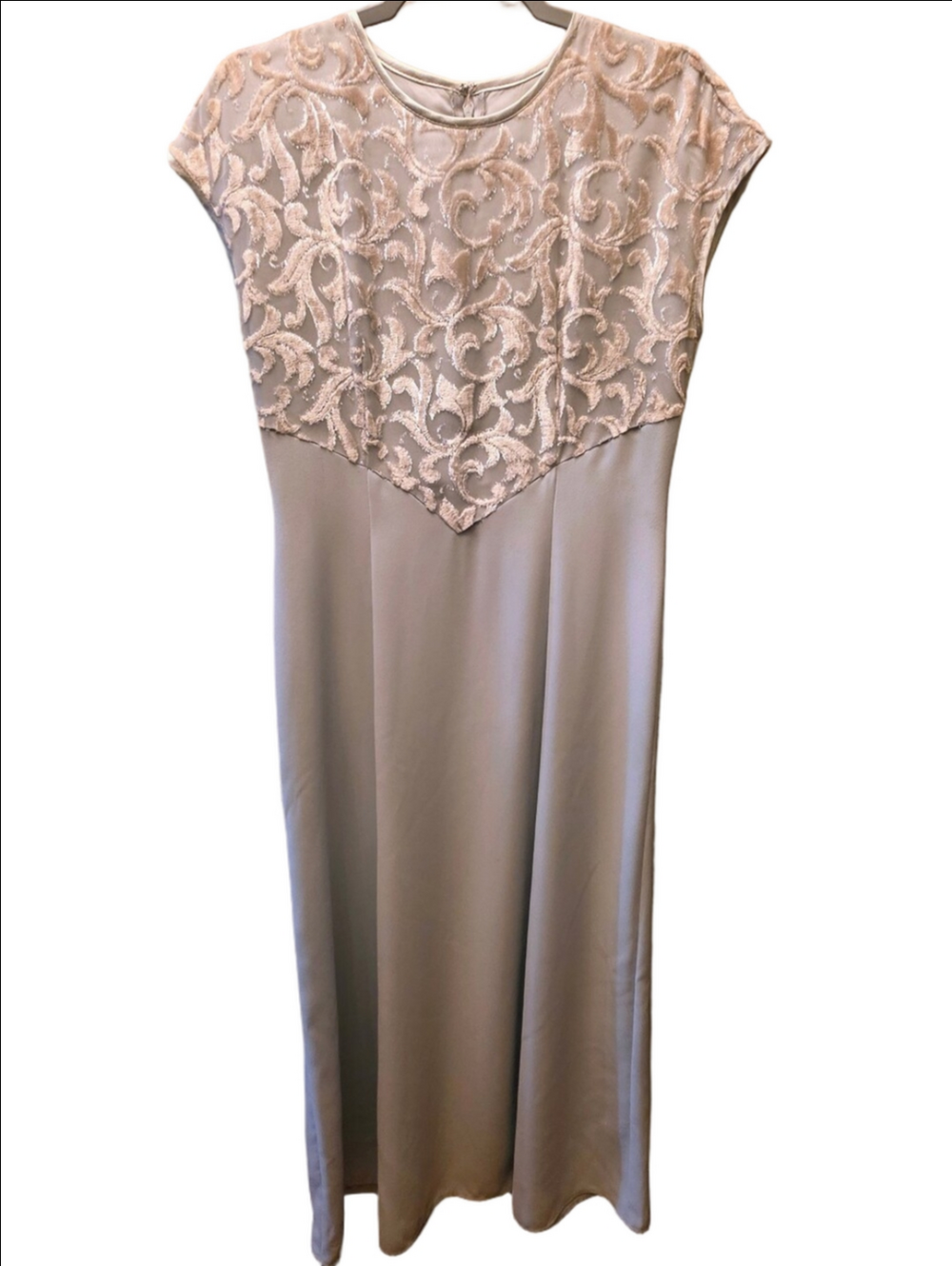 Cartise International Vintage Green/Blue Velvet Burnout Maxi Dress Canada Made